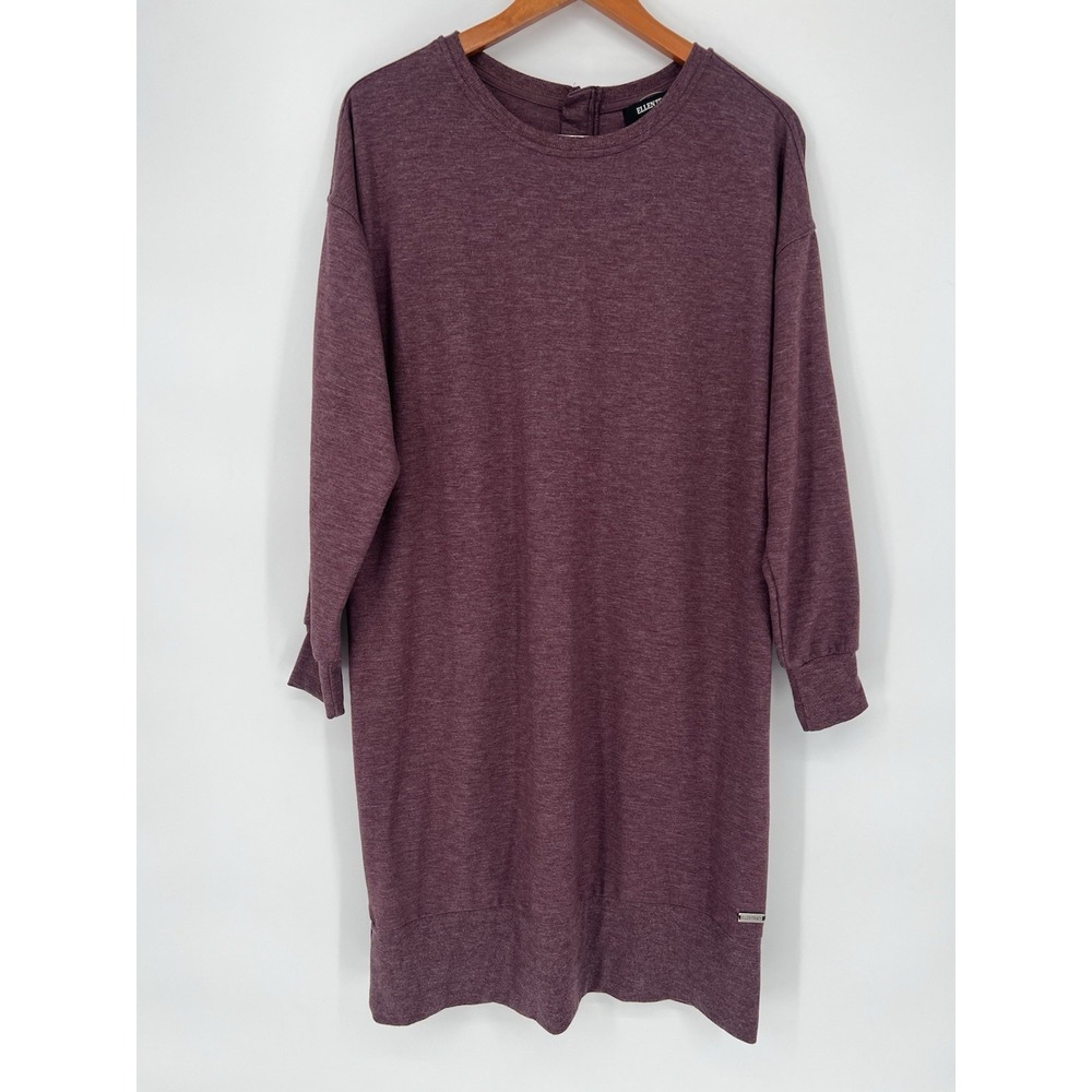 Ellen Tracy Long Sleeve Light Terry Sweatshirt Dress Wine Size L